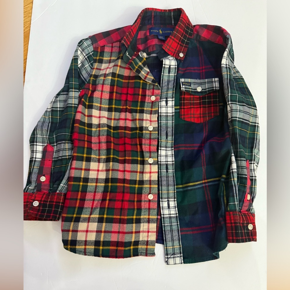Ralph Lauren Plaid Kids Shirt - Red, Green, and Blue